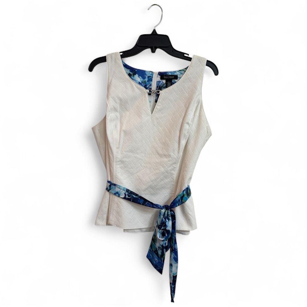 White House Black Market White Sleeveless Chain Neck Bodice Top
